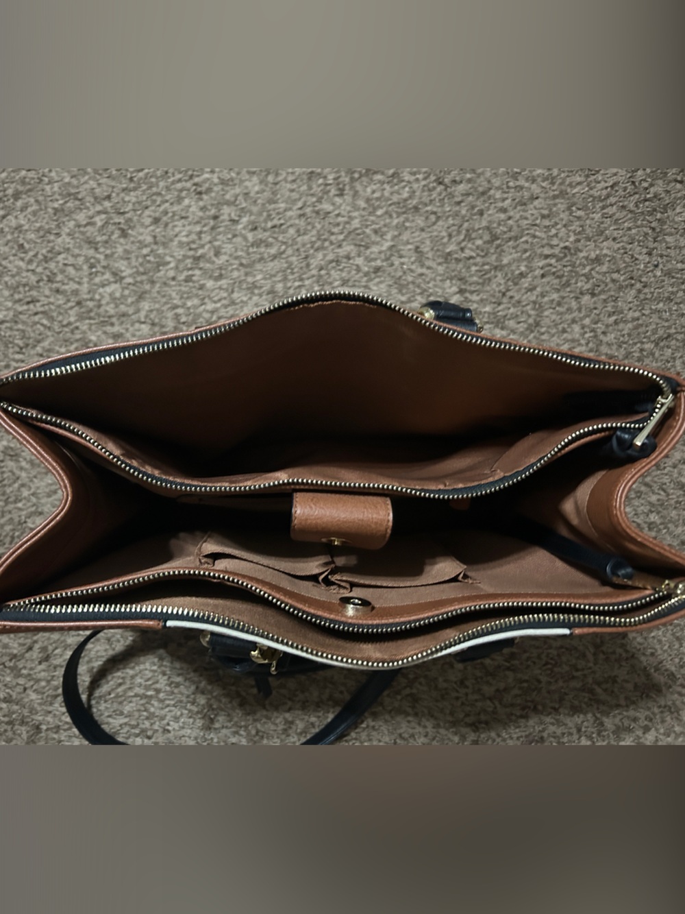 Merona Tri-Color Shoulder Tote in Black, Cream & Brown - Picture 3 of 4